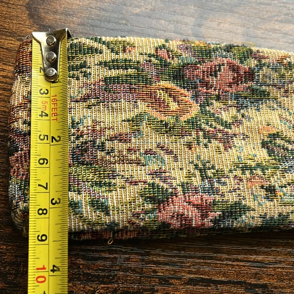 French vintage eye glasses retro holder purse tapestry floral design 70s 80s - Picture 3 of 7
